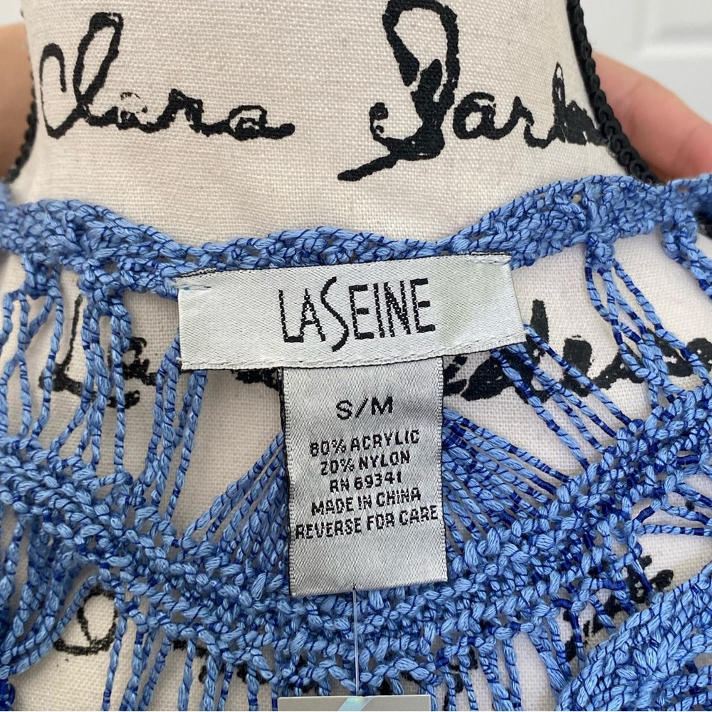 NWT La Seine blue crochet swimwear coverup - Picture 7 of 7